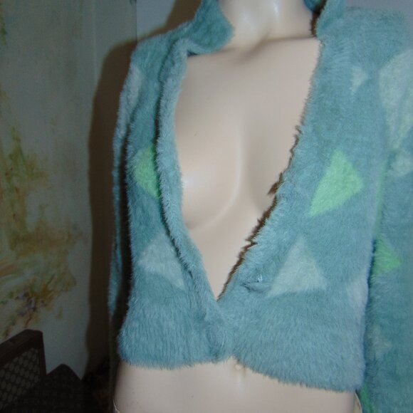 COTTON ON Super Fuzzy Soft Furry Sweater Cropped Argyle Preppy Light Academia SP - Picture 13 of 13
